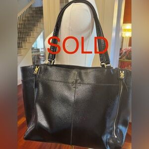 Tory Burch black patent tote